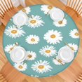 thumbnail image 2 of Teal Daisy Flower Yellow Centers Pattern Round Fitted Tablecloth with Elastic Edge,Dining Table Cover Waterproof,Outdoor Round Tablecloth for Camping,Dining,Indoor and Outdoor, 2 of 7