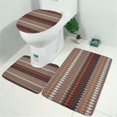 thumbnail image 2 of Brown Boho Geometric Triangles and Rhombuses Pattern Bathroom Rugs Sets 3 Piece,Toilet Cover Set,Absorbent Non Slip Bathroom Mats Sets with U-Shaped Contour Rug Toilet Rug Set, 2 of 5