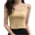 thumbnail image 2 of Inverlee Trendy Slim Fit Square Neck Crop Tank Tops Striped Solid Sleeveless Cami Shirts Summer Casual Base Layer Shirts Blouse, 2 of 3