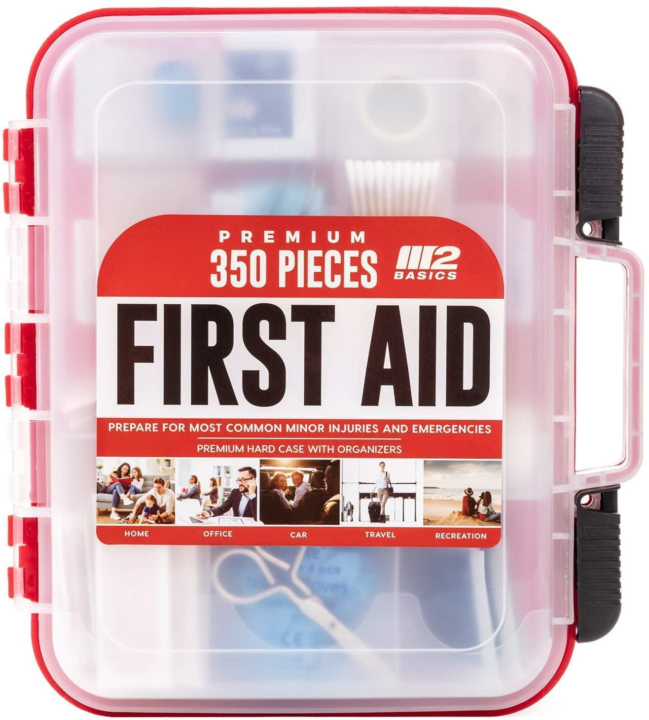 M2 BASICS 350 Piece Emergency First Aid Kit Dual Layer