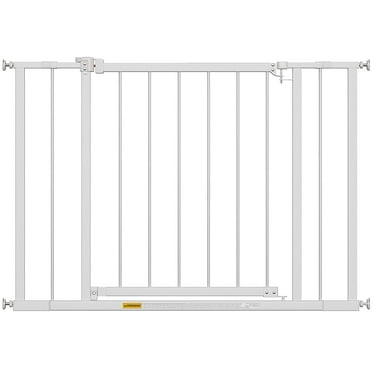 NiamVelo 30"Tall Dog Gate for Stairs and Doorways Walk-Through Pet Gate Indoor Safety Gate for Pets Adjustable Width 28.5"–39.7" Pressure or Hardware Mounted Auto Close Walk-Thru Door （White）