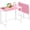 Pink and White, variant on Portable 23.6" Mobile Folding Laptop Desk with Wheels, Rolling Cart Table for Small Space Office Couch or Bed Use in Natural White
