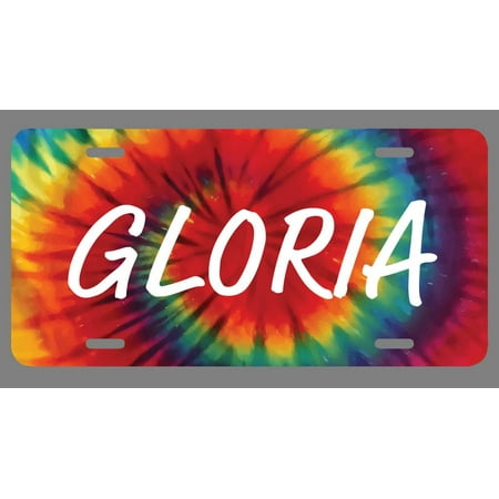 Gloria Name Tie Dye Style License Plate Tag Vanity Novelty Metal | UV Printed Metal | 6-Inches By 12-Inches | Car Truck RV Trailer Wall Shop Man Cave |