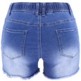 thumbnail image 4 of Jeans for Women Trendy Elastic String High Waist Slim Hole Washed Ripped Denim Shorts Womens Pants A XL, 4 of 5