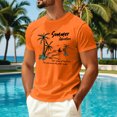 thumbnail image 2 of Sewkxo Mens Hawaiian Short Sleeve T-Shirts Graphic Crew Neck Casual Shirt Summer Beach Palm Tree Printed Vintage Tees,Saffron XL, 2 of 5
