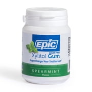 Epic Xylitol Chewing Gum - Sugar Free & Aspartame Free Chewing Gum Sweetened w/Xylitol for Dry Mouth & Gum Health (Spearmint, 50-Piece Bottle)