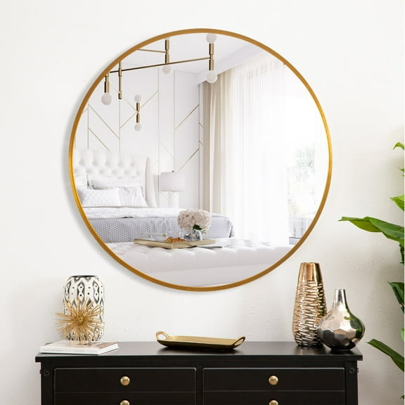 36" x 1.6" Gold Modern Wall Mirror
