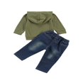 thumbnail image 2 of PENGXIANG Toddler Letter Print Hoodie Pullover Hooded Sweatshirt Ribbed Denim Pants Set, 2 of 6