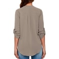 thumbnail image 5 of Fashion V-Neck Chiffon Blouse Tops for Womens Long Sleeve T-Shirt Casual Blouse Loose Fit T-shirt Black/White/Grey, 5 of 5