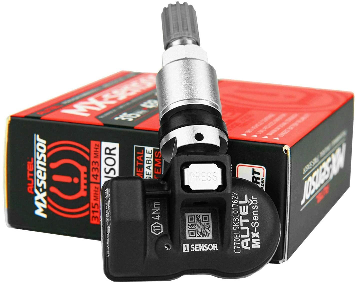 Autel MaxiTPMS MX Sensor 4pcs Metal Stem TPMS Sensor 315MHz/433MHz Universal Tire Replacement Sensor Work With TS401 TS408 TS501 TS508 TS601 TS608 MK808TS MX808TS MS906TS ITS600