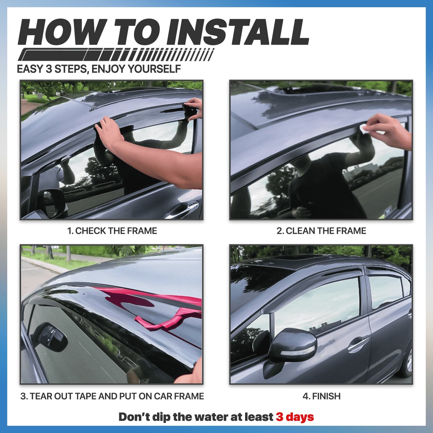 M-AUTO 4 Pieces In-Channel Window Visor Sun Guard Vent Wind Deflector for 92-99 Cheyv Gmc C1500