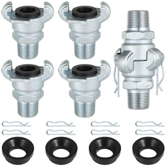 4 Sets 3/4 Inch Chicago Air Fittings Npt Iron Air Hose Fitting 2 Lug Universal Coupling for Female and Male End(Male End)