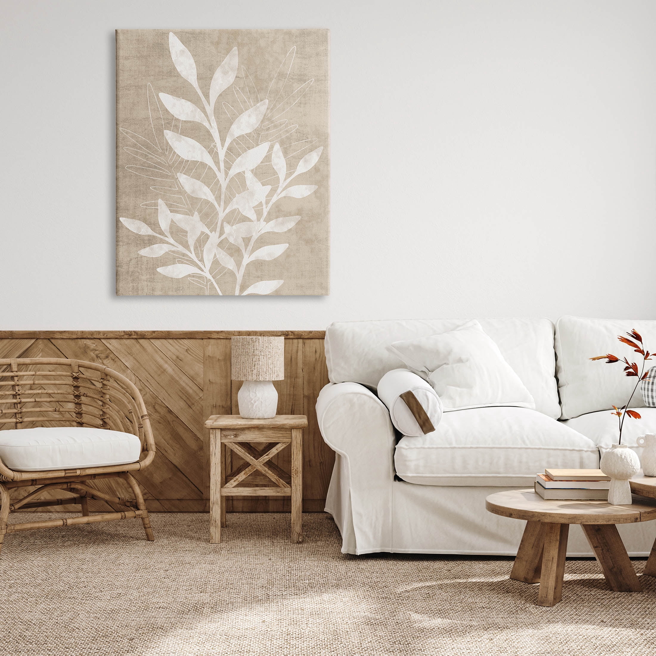 Stupell Industries Neutral Plant Leaf Collage Graphic Art Gallery Wrapped Canvas Print Wall Art, Design by Natalie Carpentieri