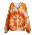 thumbnail image 5 of Kaprioy Hoodies For Women Tie Dye Zip Zipper Up Pocket Drawstring Ladies Pullover Fall Fashion Hooded Sweatshirts Casual Tops For Women Orange, XS, 5 of 6