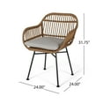 thumbnail image 5 of Rodney Indoor Woven Faux Rattan Chairs with Cushions (Set of 2), Light Brown and Beige Finish, 5 of 11