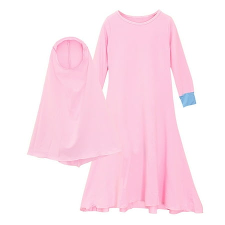 

Hunpta Muslim Islamic Baby Girls Ramadan Abaya With Hijab Full Length Robe Burka Maxi Little Kid Toddler Baby Girl Dresses