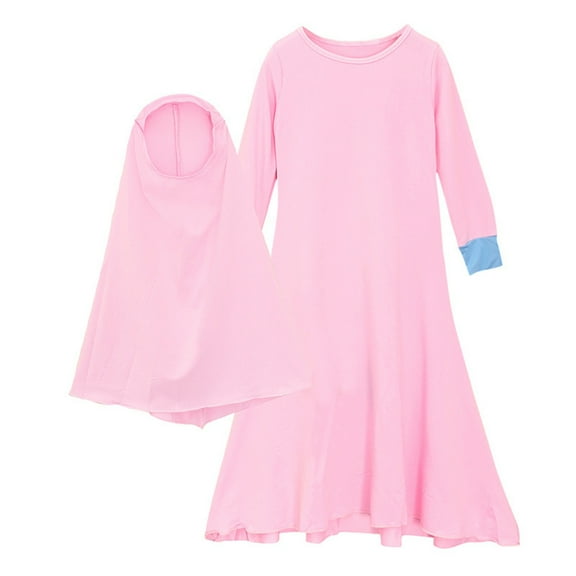 Toddler Girls Baby ' Ramadan Abaya With Hijab Full Length Robe Burka Maxi Little Kid Baby Dresses