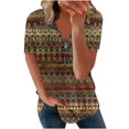 thumbnail image 2 of Blusa con estampado de manga corta y cuello vuelto informal y cómoda a la moda para mujer OAVQHLG3B Store  lin121212, 2 of 4