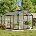 thumbnail image 2 of Polycarbonate Greenhouse with Sliding Door – Outdoor Walk-In Garden Greenhouse with Adjustable Roof Vent & Aluminum Frame for Backyard/Patio(6'x8'/6'x10'Available), 2 of 7