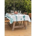 thumbnail image 3 of Outdoor Tablecloth with Umbrella Hole for Patio/Picnic/Party/Camping, Teal Green Coastal Starfish Waterproof Table Cloth Rectangle Table Cover Washable, Summer Conch Sea Fish Stripes (60"x 84"), 3 of 9