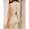 thumbnail image 2 of Conjunto de salón PUWEI de 2 piezas para mujer, suéter con lazo, pantalones anchos, pantalones anchos, conjuntos de verano a juego, conjuntos de viaje, chándal de punto (albaricoque-XS), 2 of 6