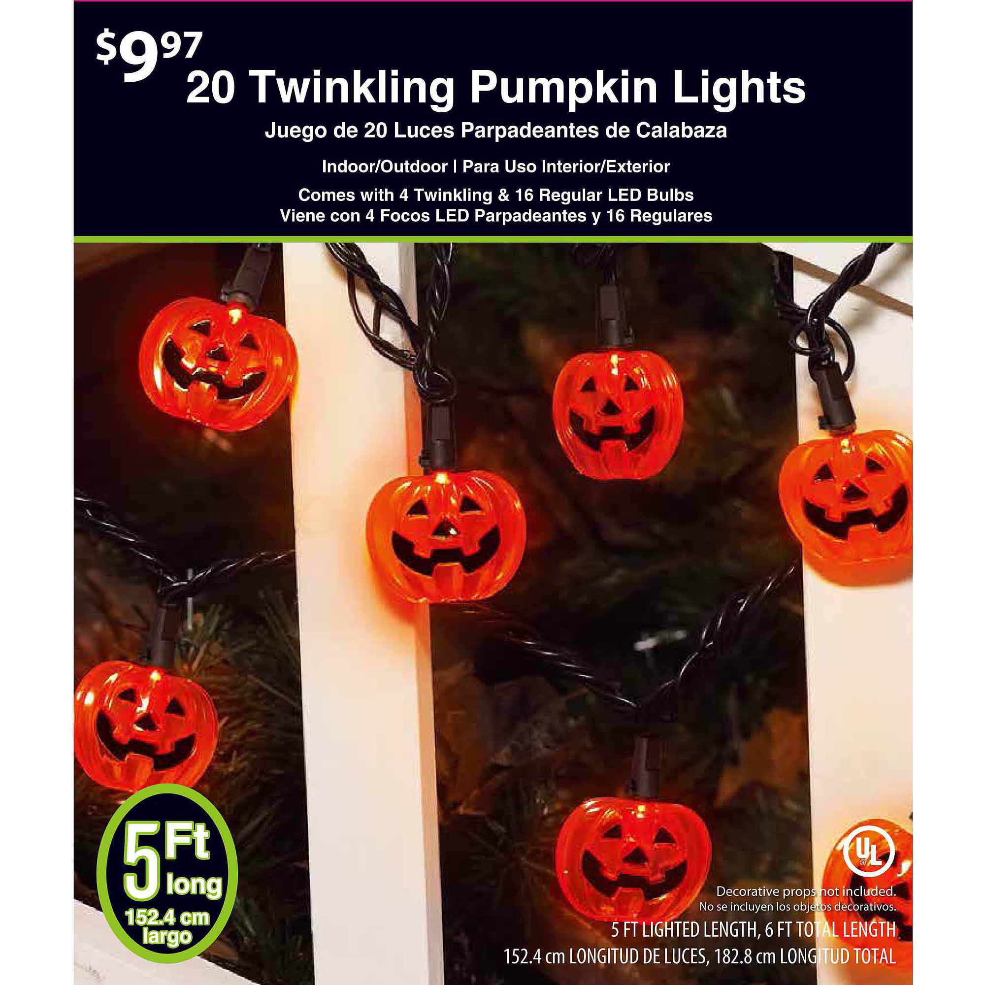 Twinkling Pumpkin Halloween LED Light Set, Orange - Walmart.com