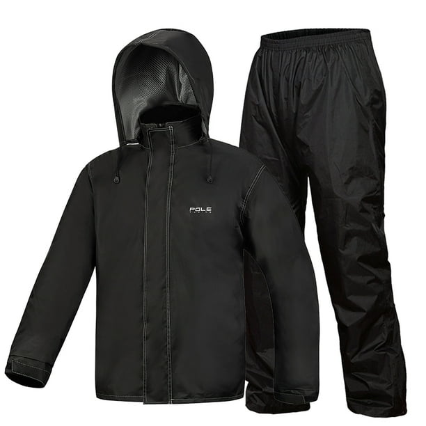 Pole-Racing Rain Suit Waterproof Cycling Rain Cover Jacket & Trousers Unisex Hiking Raincoat Pants Rainwear For Motorcycle Fishing Black L