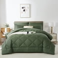 thumbnail image 2 of Davulos Twin Comforter Set Dark Green Bed in a Bag Twin Size 5 Pieces, Luxury Soft Bed Set for All Seasons, Bedding Set with Down Alternative Comforter, Sheets, Pillowcases & Shams, 2 of 7