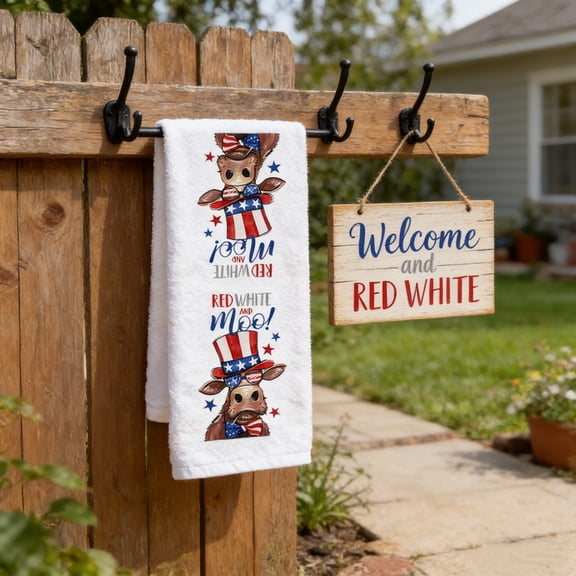 Patriotic Kitchen Hand Towel, 23.6x15.8 Inch Absorbent Dish Towel for Kitchen Cooking Baking 4th of July Independence Day