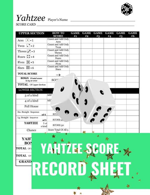 Yahtzee Score Record Sheet A Cute Green Large Score Card Pads, Log