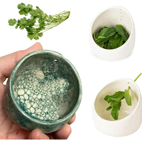 Pottery Herb Stripper Bowl,  Herb Stripper, Efficient Herb Peeling Cup with Various Hole Sizes, Ceramic Herb Tool Stripper - Efficient & Quick Leaf Removal