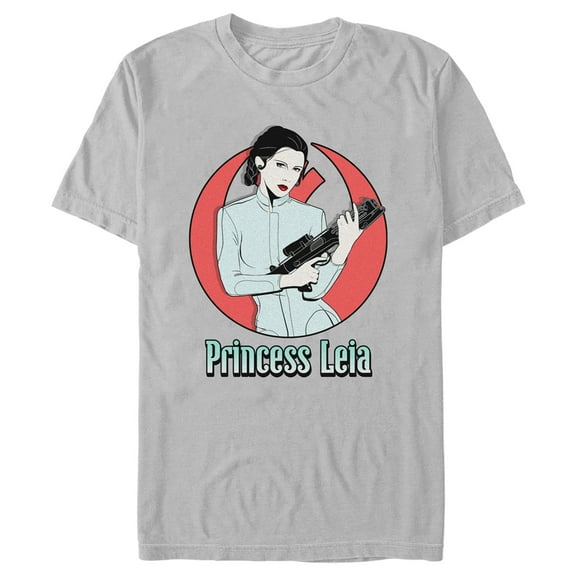 Men's Star Wars: A New Hope Princess Leia Red Logo  Graphic Tee Silver Medium
