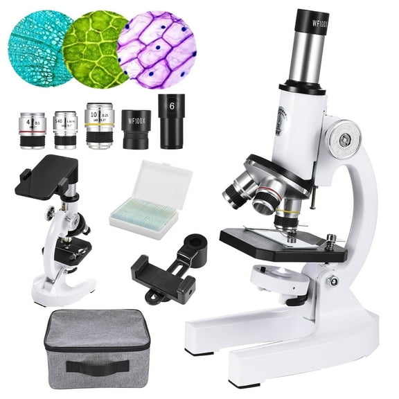 Kids Microscope Kit - Anpro Microscope for Kids 400X-24000X, Microscope with Slides Kit, Biological Professional Microscope for School Laboratory Home Education Gift for Boys & Girls Age 6 