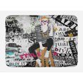 thumbnail image 1 of Girls Bath Mat, Model Posing and Sitting on Tabouret with Clothes Grunge Street Style Print, Non-Slip Plush Mat Bathroom Kitchen Laundry Room Decor, 29.5 X 17.5 Inches, Black and White, Ambesonne, 1 of 2