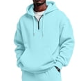 thumbnail image 2 of Qwertyu Big and Tall Hoodies for Men Crew Neck Long Sleeve Quarter Zip Up Sweatshirt Fall Winter Casual Loose Pullover Hoodies with Pockets Blue S, 2 of 5
