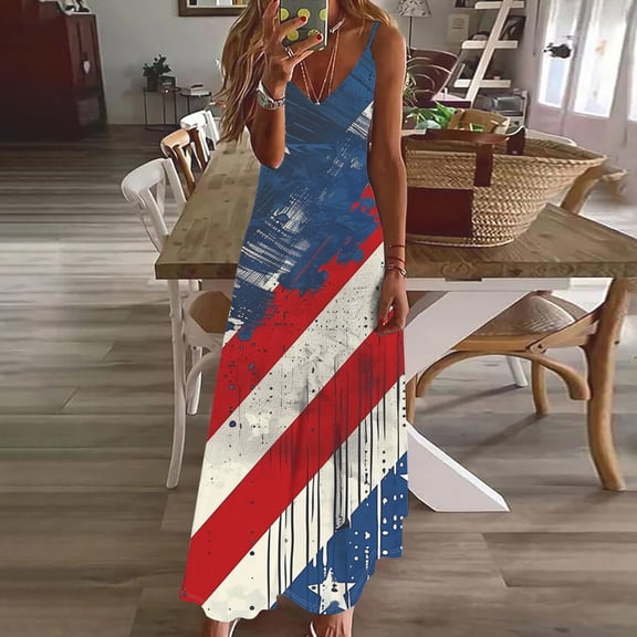 Women's Dresses Summer Women's Summer Dresses Dresses for Women Summer Summer Dresses For Women Print Sleeveless Round Neck Dress Casual Long Dresses L Multicolor S