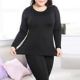 thumbnail image 5 of Rigardu Thermal Underwear for Women Crew Neckwomen's Thermal Underwear Long Top & Bottom Set Solid Color Mm Plus Plus Size Long Underwear Wool Plus Light Women's Thermal Underwear Sets Black L, 5 of 7