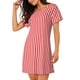 thumbnail image 2 of Easygdp Red And White Stripes Camisón de manga corta para mujer, informal, estampado, 2 of 6