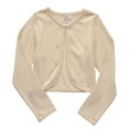 thumbnail image 2 of Cyndeelee Girls Long Sleeve Beaded Sequin Scallop Trim Bolero Cotton Shrug Cardigan (Bone, 5/6), 2 of 5
