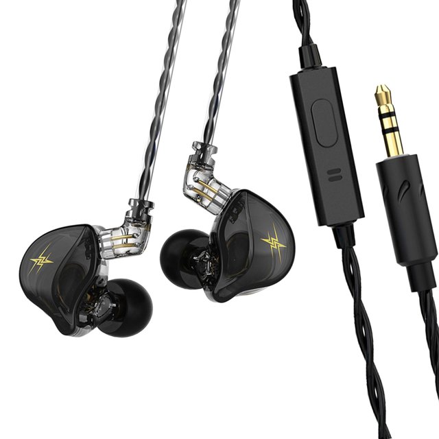 Auriculares con cable, auriculares cancelación de ruido, auriculares deportivos con controlador de 17 Ω para ejercicio, interiores al , Micrófono en línea ne Micrófono en línea negro