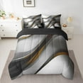 thumbnail image 2 of Feelyou Grey Orange Stripes Twin Bedding Sets 7-Piece for Adult, Chic Abstract Ombre Bedding Comforter Set, Modern Geometric Reversible Sheet Sets, Lightweight Room Decor, 2 of 7