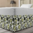 thumbnail image 1 of Abstract Bed Skirt, Circular Flower Petals Dots on Minimal Vertical Striped Background, Elastic Bedskirt Dust Ruffle Wrap Around for Bedding Decor, 4 Sizes, Charcoal Grey and Yellow, by Ambesonne, 1 of 2
