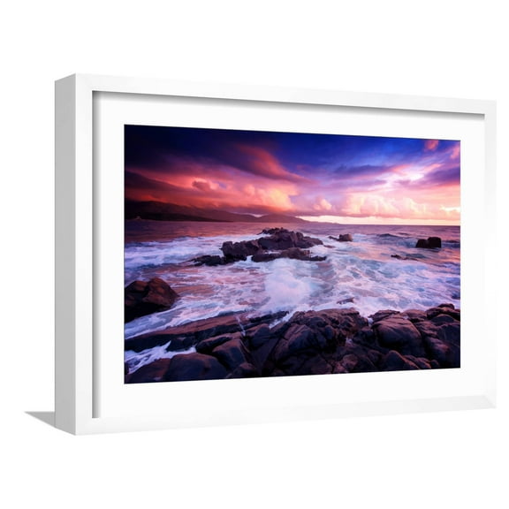 Art.com The Longest Wave Photographic Print by Philippe Sainte-Laudy, White Frame Wall Art, 23" x 17"