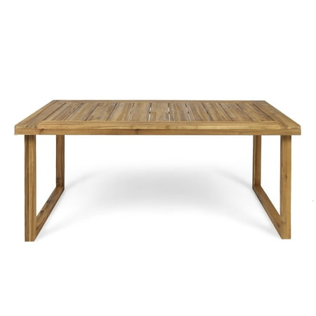 Nestor Rectangle Acacia Dining Table - Natural: Weather-Resistant Christopher Knight Home Patio Furniture