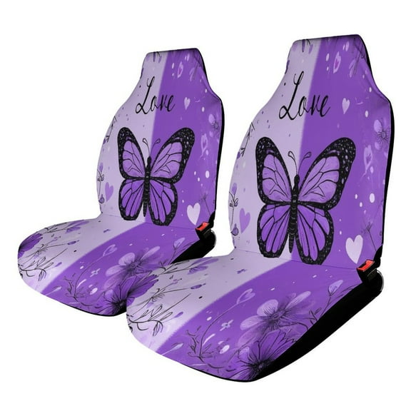 Dreamy Purple Butterfly Pattern (55)-2 Car Seat Covers Car Accessories Pack of 2 Universal Front Seat Protective Cover
