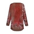 thumbnail image 4 of Pxiakgy Women's Fall Long Sleeve Henley Tops V Neck Tunic Casual Loose Blouse Winter Sweatshirt Long Sleeve Tops for Women Neck Casual Petite T Shirts Red Xxl, 4 of 5