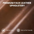 thumbnail image 4 of Neche 100" PU Faux Leather Sofa with Movable Ottoman, 3 Seater L Shaped Leather Sectional Couch with Side Pocket, Comfy Mid Century Modern Modular Couch for Living Room, Apartment, Cocoa, 4 of 8