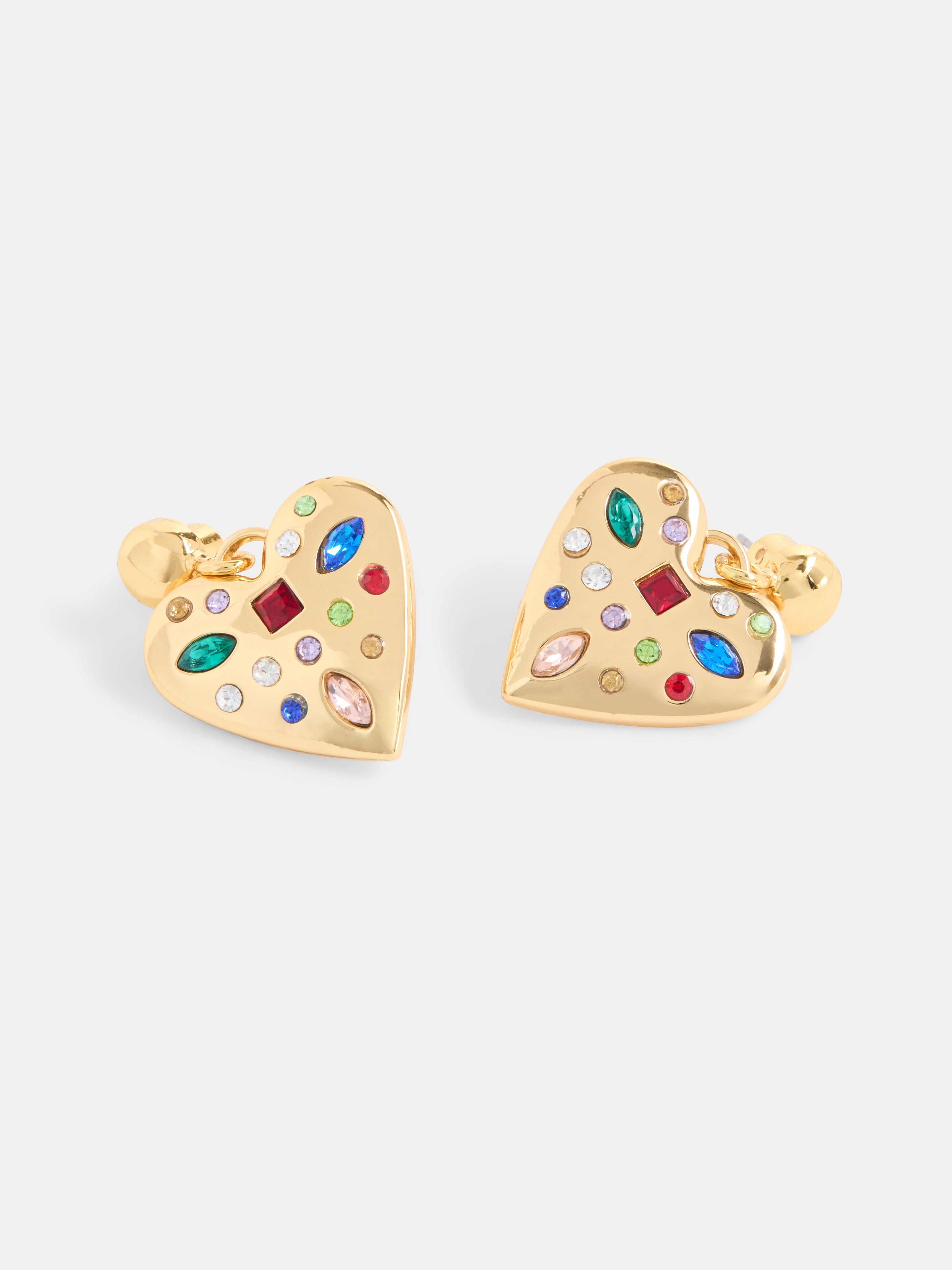 Free Assembly Women's Faceted Bead Goldtone Heart Earrings