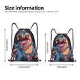 thumbnail image 2 of Honeii Blue Dinosaur Print Drawstring Backpack,Drawstring Bags String Backpack Gym Cinch Sack Backpack Sport Bag Draw-Small, 2 of 6