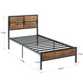 thumbnail image 2 of VECELO Twin Size Metal Bed Frame with Wooden Headboard and Footboard, Heavy Duty Platform Metal Bed Frame, No Box Spring Needed, Brown, 2 of 10